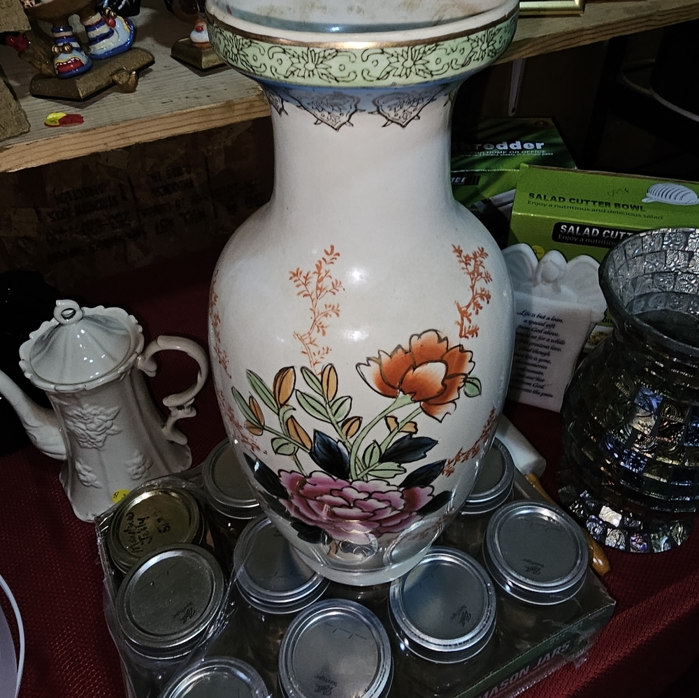 Vintage Asian Hand Painted Vase